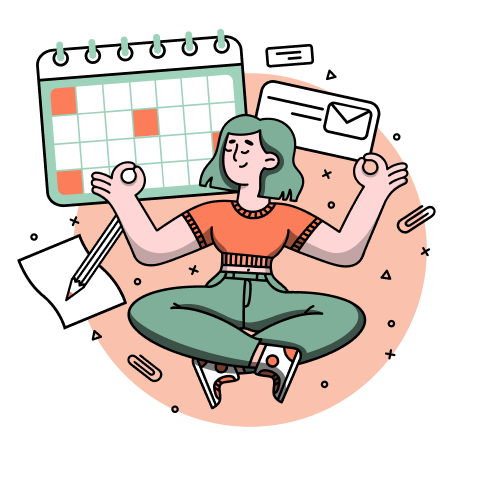 Student illustration with calendar and tasks